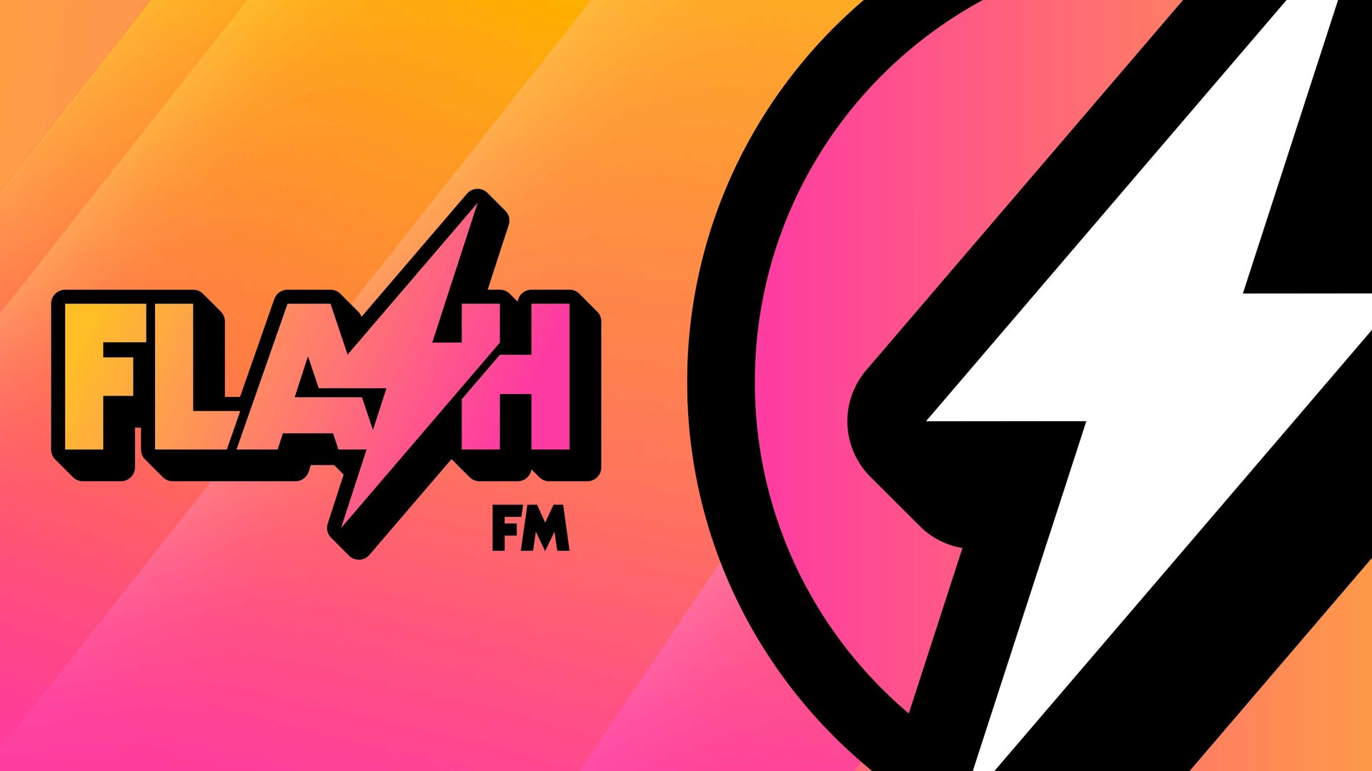 Flash FM artwork in GTA 6: a lightning bolt replaces the S in Flash on a pink and orange gradient background