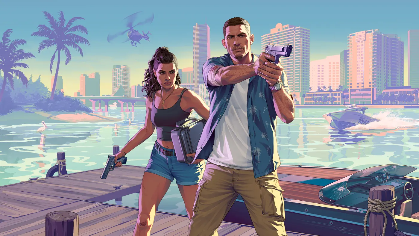 Jason and Lucia, the two leads of GTA 6, in official Rockstar Games artwork