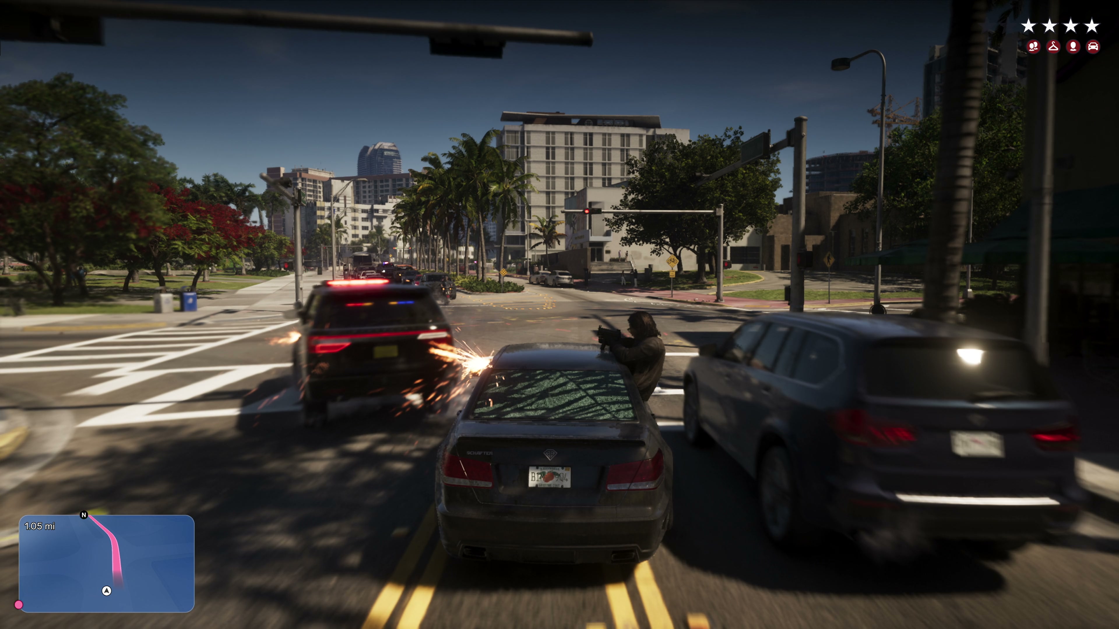 Police chase through the streets of Vice City in GTA 6